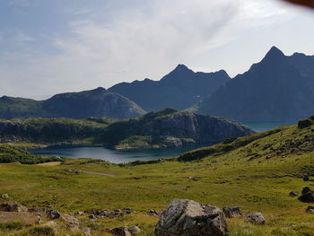 Scenic view of mountains against sky