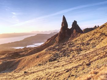 Morning view of old man of storr rocks formation.. the most photographed wonders in the scotland.
