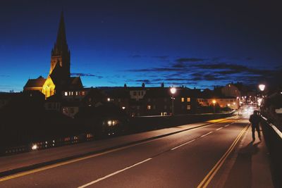Light trails on road at night
