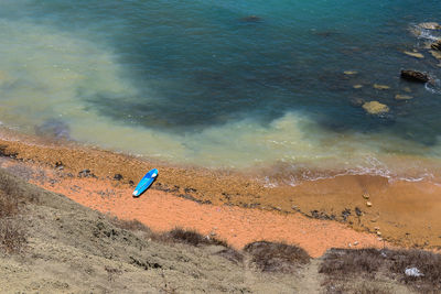 High angle view of person on beach