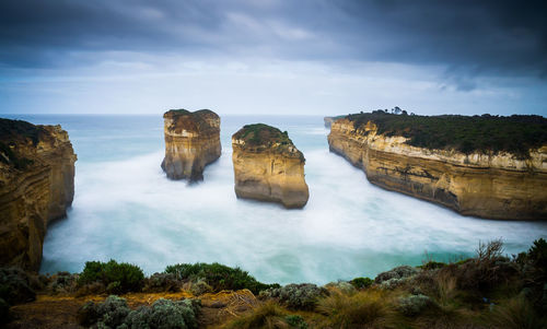 Panoramic view of rocks against sky