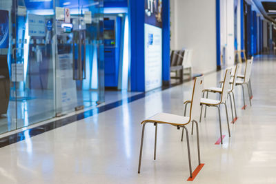 Empty chairs at airport