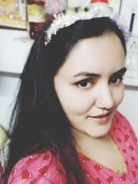 Close-up portrait of smiling girl