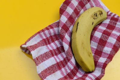 High angle view of bananas on table