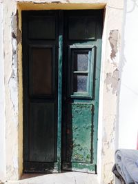 Close-up of closed door of house