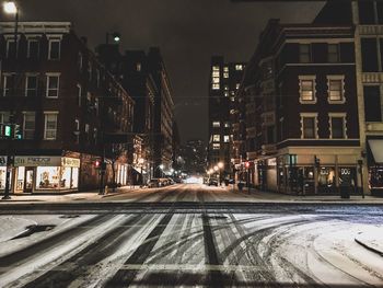 View of city street at night