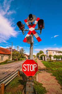 Radauti, romania, 11th of september 2022 - semaphore on railway crossing warning road