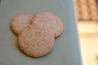 Close-up of cookies on table