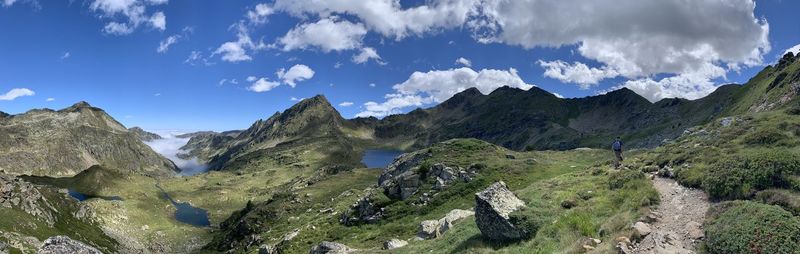 Panoramic view of landscape and mountains against sky