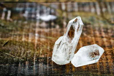 Close-up of ice cream on frozen lake