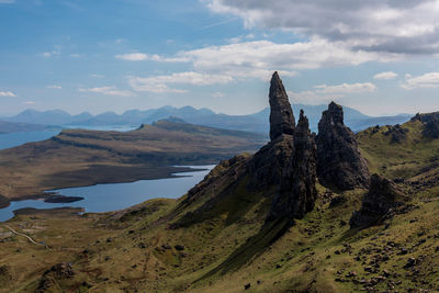 Panoramic view of landscape and mountains against sky