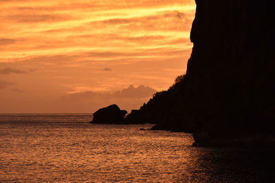 Scenic view of sea against sky during sunset saint lucia 