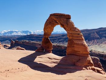 View of rock formation against clear sky