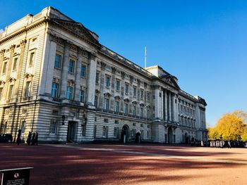 Buckingham palace angle against blue sky