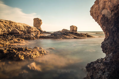 Rock formations on cliff