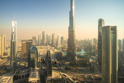 United arab emirates, dubai, view of burj khalifa and surrounding cityscape