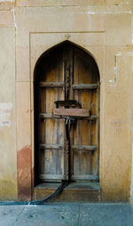 Closed door of old building