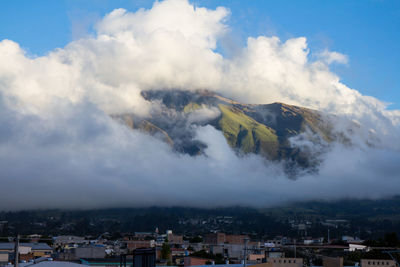 Clouds covering mountains
