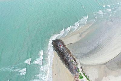 High angle view of beach