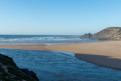 Scenic view of sea against clear sky