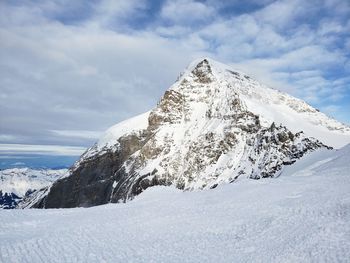 Scenic view of snowcapped mountain against sky