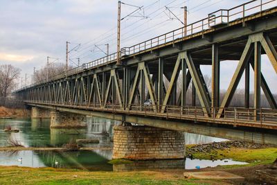 Low angle view of bridge over river against sky