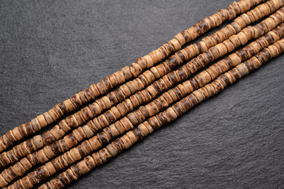 High angle view of coconut beads