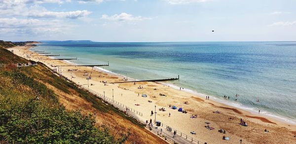 High angle view of beach against sky