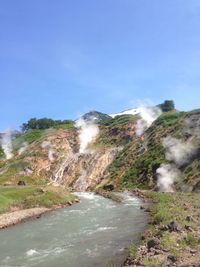 Scenic view of river flowing through rocks