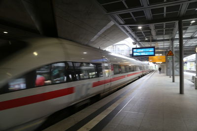 Illuminated railroad station platform