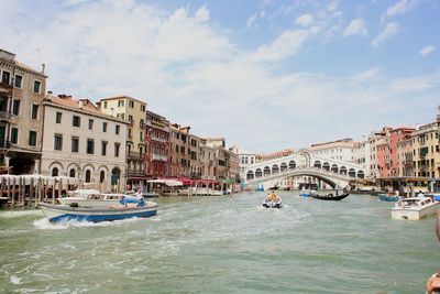 View of boats in canal