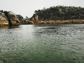 Scenic view of lake against clear sky