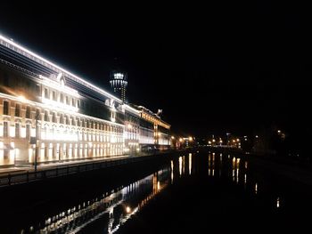 Bridge over river at night