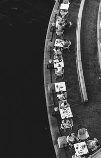 High angle view of people at outdoor caf