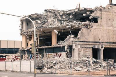 View of demolished building against clear sky