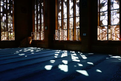 Sunlight falling on glass window of building
