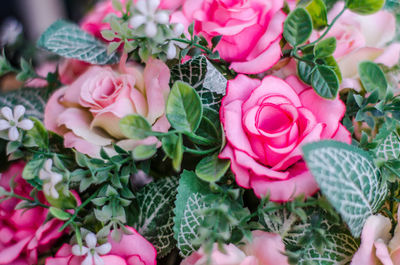 High angle view of rose bouquet