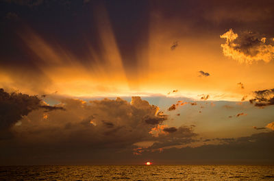 Scenic view of sea against orange sky