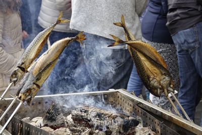 Close-up of fish for sale at market stall