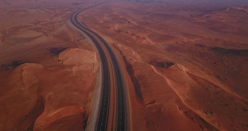 High angle view of road along landscape