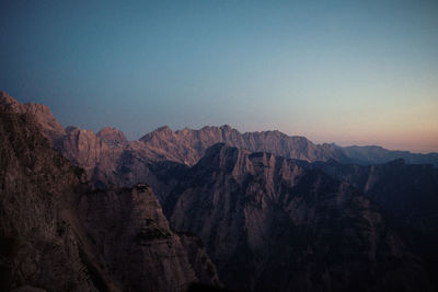 Scenic view of mountains against clear sky