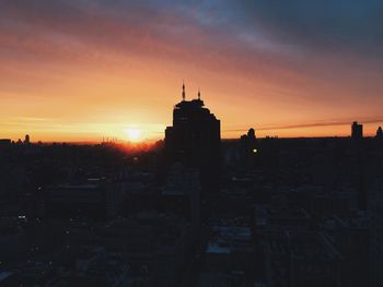 View of cityscape at sunset