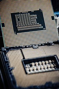 High angle view of computer keyboard on table