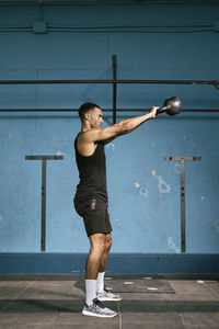 African american male athlete exercising in the gym