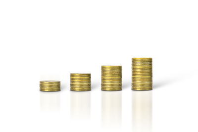 Stack of objects against white background