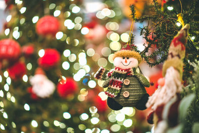 Close-up of decorated christmas tree