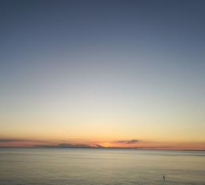 Scenic view of sea against clear sky during sunset