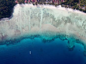 High angle view of waterfall in sea