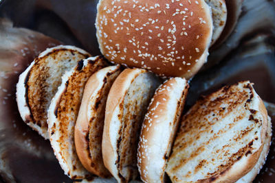 High angle view of bread