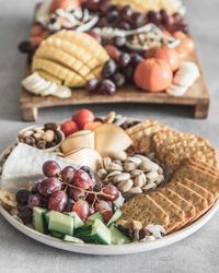 High angle view of breakfast on table